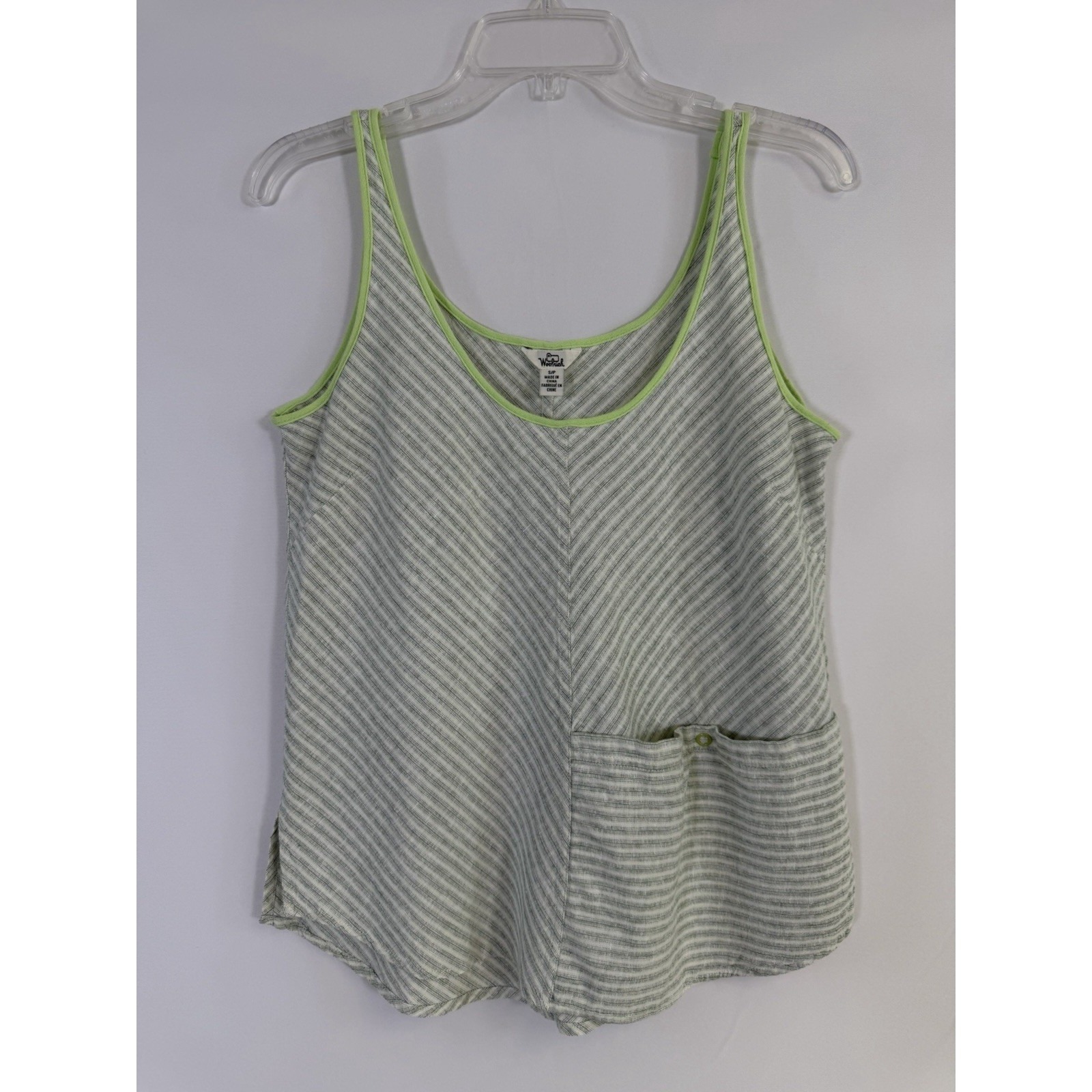 Woolrich Eco Rich Hemp Organic Cotton Tank Top Women's S Green Stripe Casual